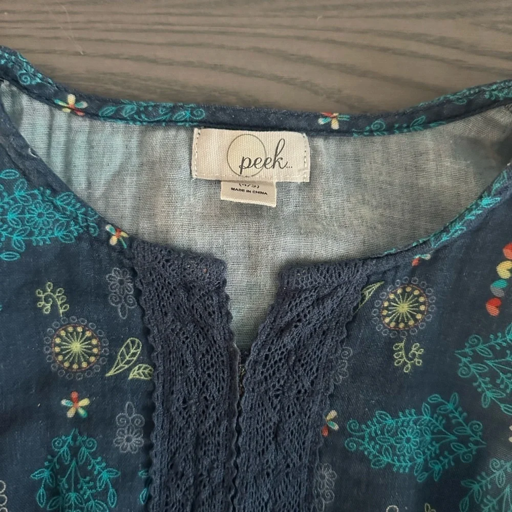 PEEK GIRLS GAUZE DRESS WITH LACE TRIM